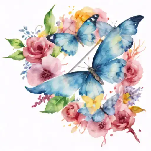 Sword And Butterflies Surrounding