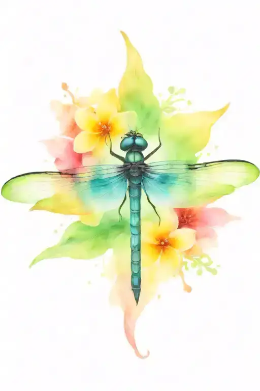 Dragonfly Hawaiian Flowers Intertwined