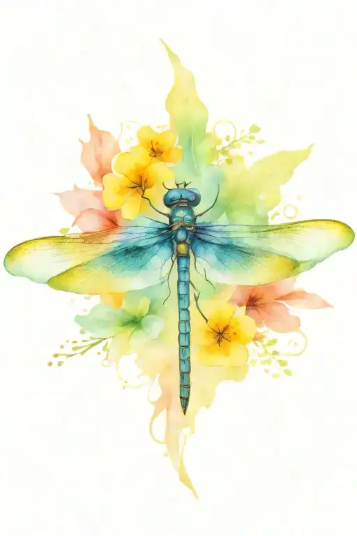 Dragonfly Hawaiian Flowers Intertwined