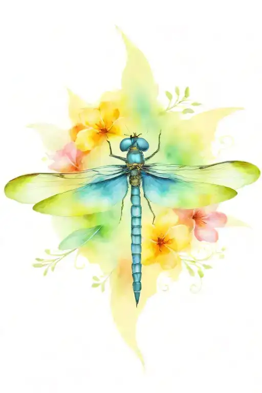Dragonfly Hawaiian Flowers Intertwined Hearts
