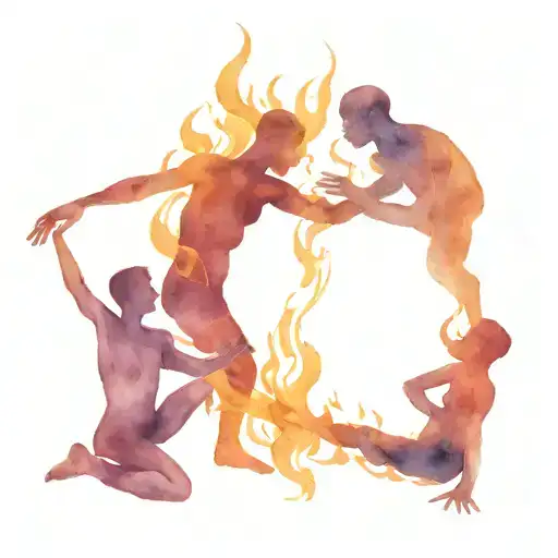 4 Dark Figures Having Fun Fire