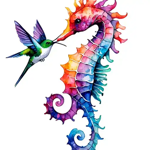 Pregnant Seahorse And Hummingbird