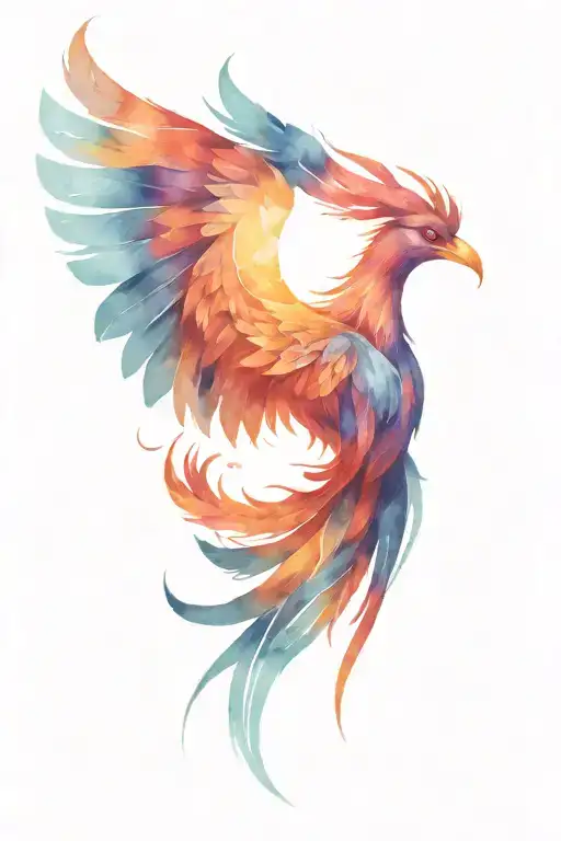 Color Sketch Of A Phoenix Bird Depicted Sideways The Photo