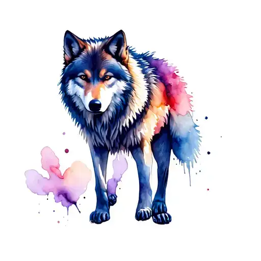 Whole Wolf Body With Feet And Tail Fading In Shadows