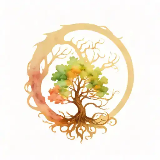 Emblem Of Viking Tree Growing Roots