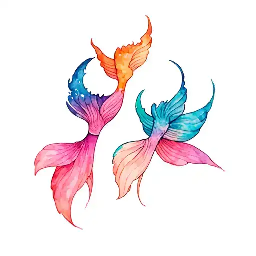 3 Mermaid Tails And Wave