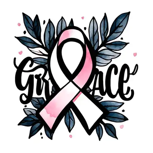 The Word Grace With The A Being The Breast Cancer Ribbon