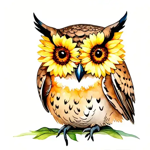 Owl With Sunflower Eyes