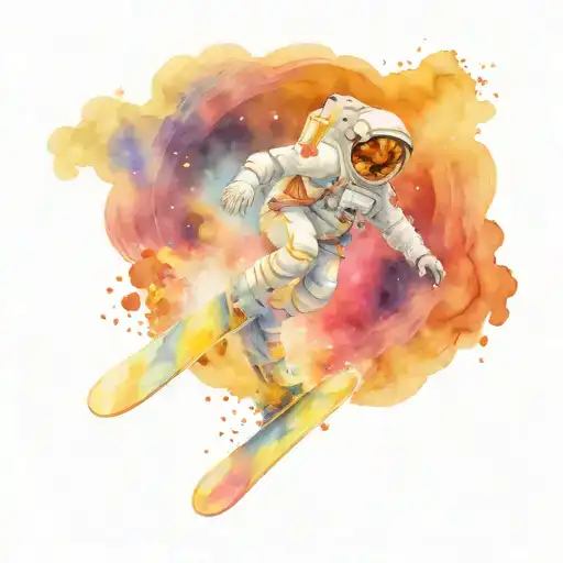 Astronaut Snowboarding Through Space