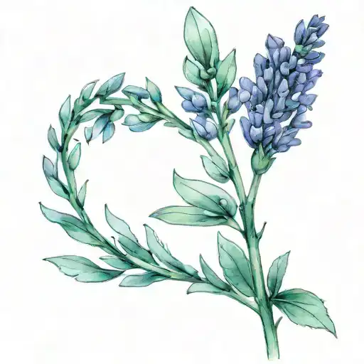 Single Lavender Stem With A Black Outline