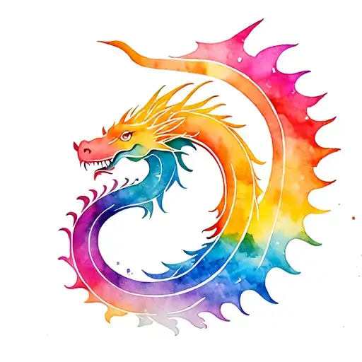 White Dragon Rainbow Background With Earth Themes