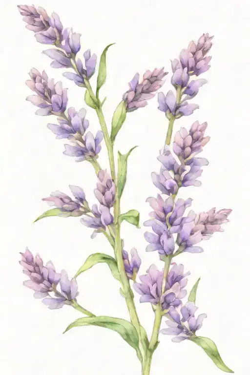 Single Lavender Stem With A Black Outline
