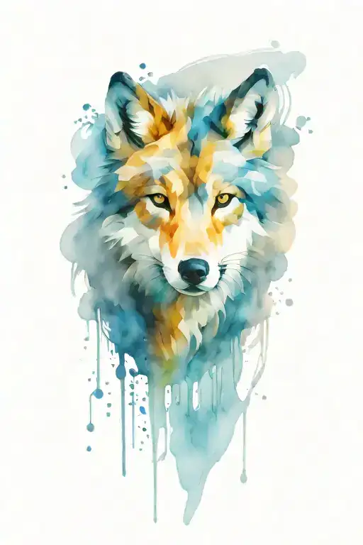 Blue Grey Wolf Face Emerging Centrically In Symmetry