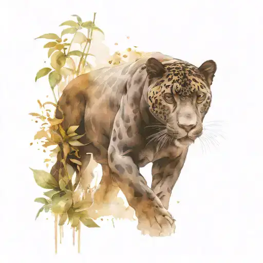 A Majestic Black Jaguar Prowling Through A Dense Forest Setting