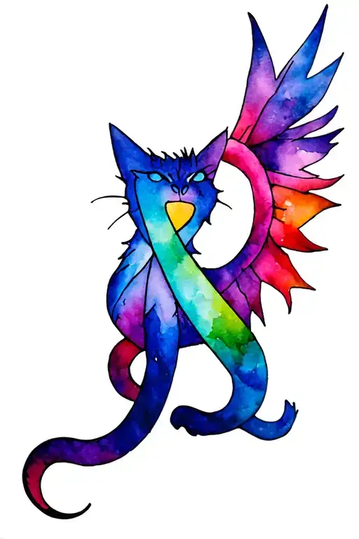 Cancer Ribbon Dragon Cat Feather Puzzle Piece Rainbow