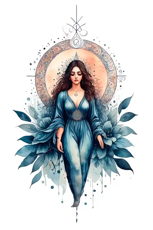 Woman Inspired Design Incorporating Elements Of Universal Love And Spiritual Symbols