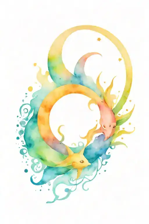 Pisces And Moon And Sun