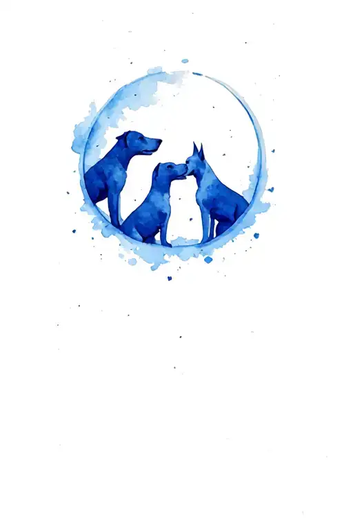 Three Dogs Together In A Circle