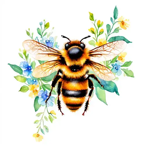 Bees With A Ring Of Flowers Wrapped