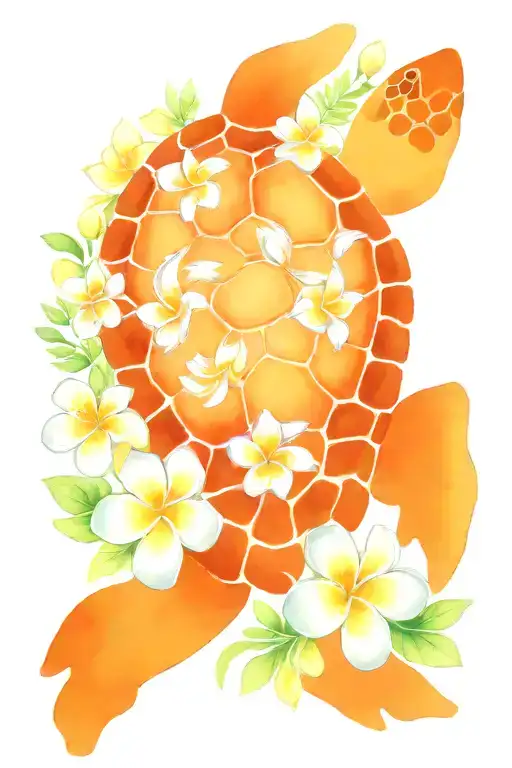 Sea Turtle And Plumeria