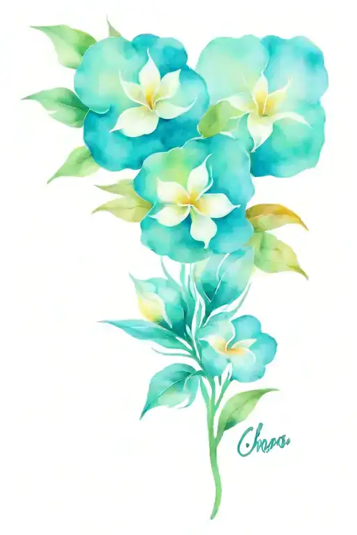 Script Ohana With Flower And Foliage