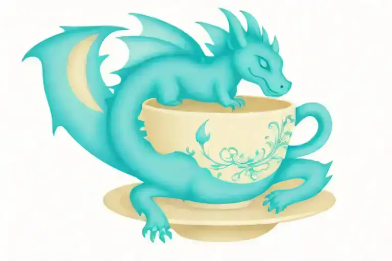 Cute Dragon Sleeping In Teacup