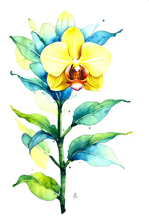 Yellow Moth Orchid Upper Back Tattoo That Goes Over The Shoulder