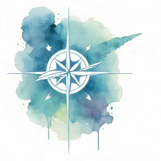 Compass Rose Intertwined With Star Wars Spaceship Flying
