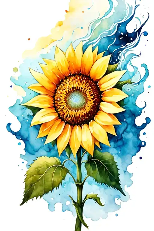 Sunflower In Wind Surrounded By Ocean