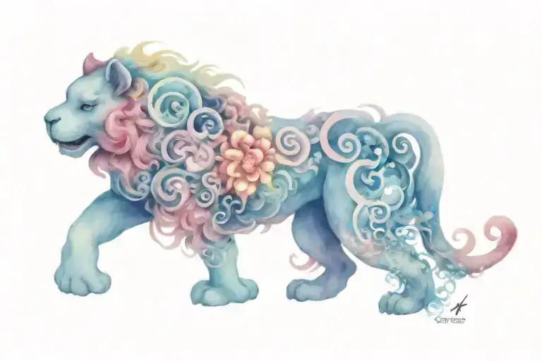 Foo Dog With Fractal Lsd Patterns