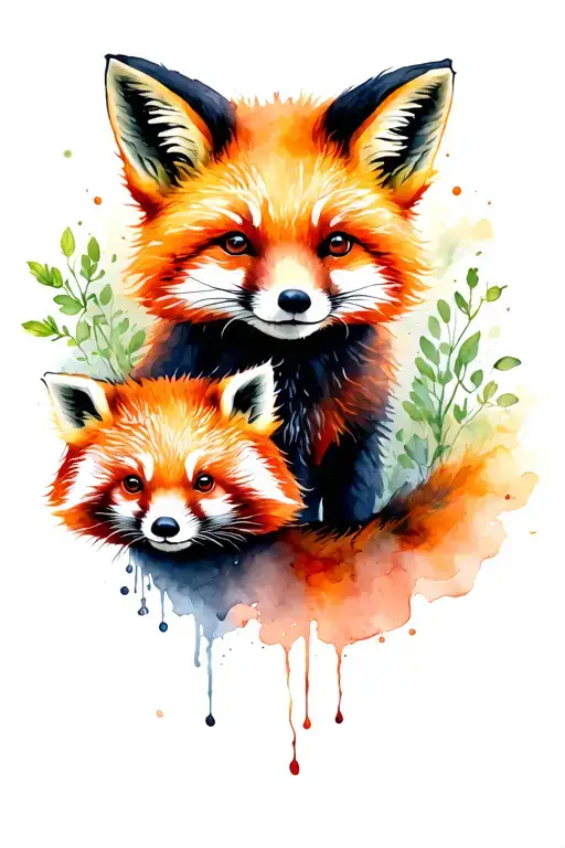A Fox And A Red Panda