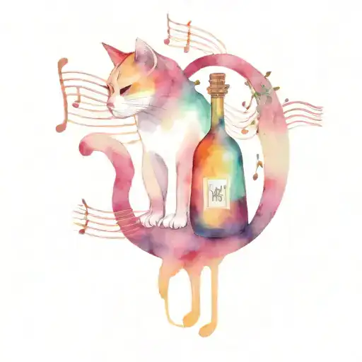 Cat Wine Music Notes