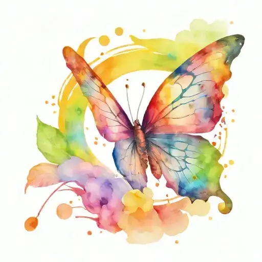 Rainbow Butterfly With A Semicolon In The Center