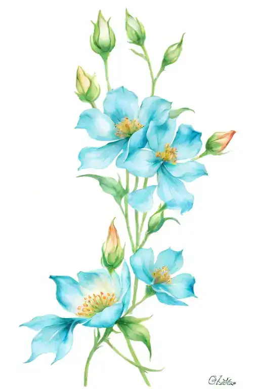 Flowers Cosmos & Snow Drop & Rose Intertwined