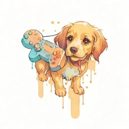 Cute Dog Playing Video Games