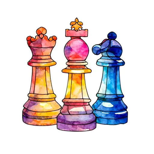 Stained Glass King Queen Chess Piece