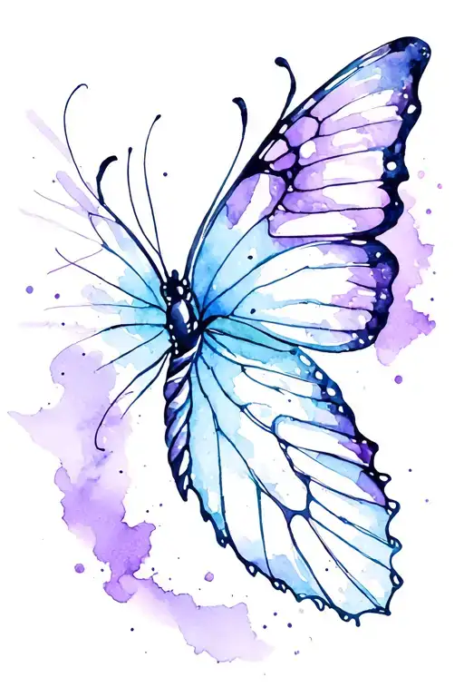 Fine Line Cross And Purple Semi Colon Butterfly