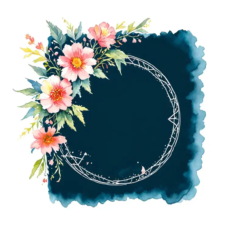 Pentagram And Flowers