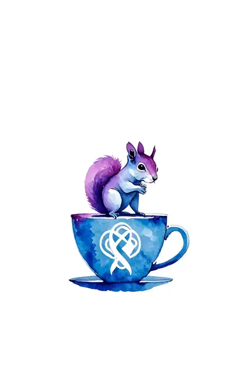 A Cancer Symbol On A Cup With A Squirrel Holding The Cup