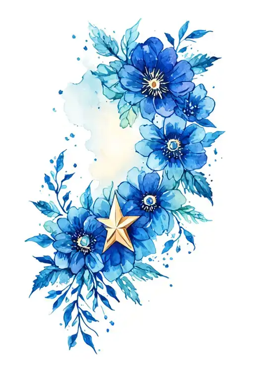Star And Flowers Intertwined