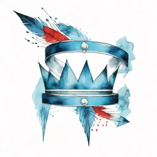 Blue Black Red Arm Band With A Crown And Arrows