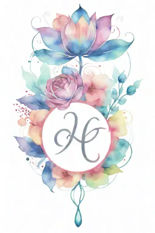 Unalome Design With Watercolor In Background