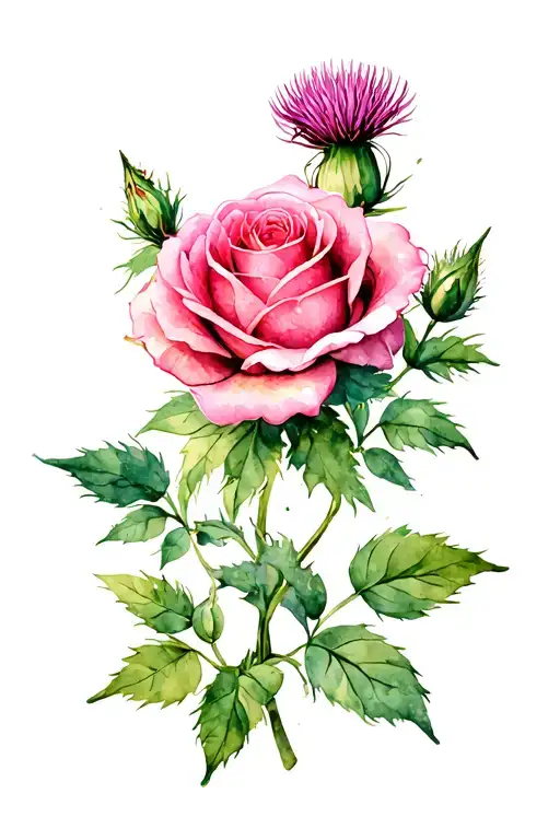 English Rose And Scottish Thistle