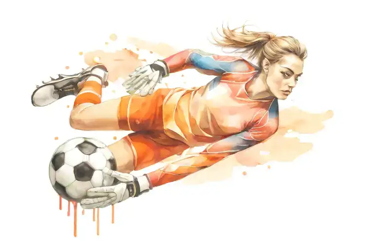 Female Goalkeeper Stopping A Ball