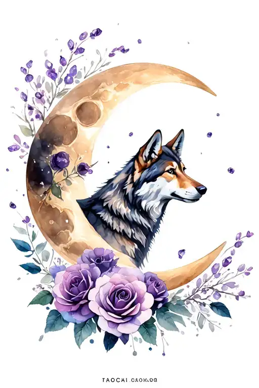 Moon With Wolf Roses Amethyst