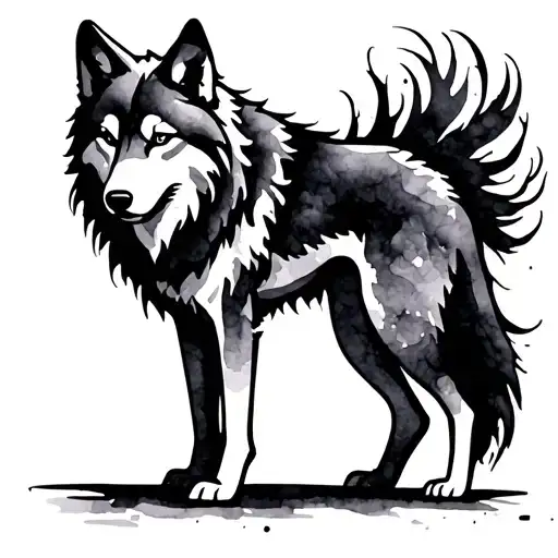 Black Shadow Wolf Silhouette