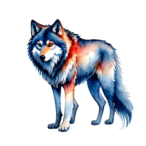 Whole Wolf Body With Feet And Tail Fading In Shadows