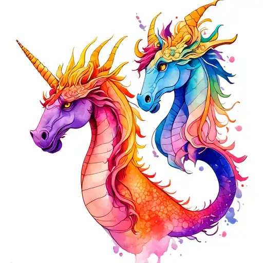 Dragon And Unicorn Full Body