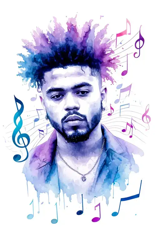 The Weeknd Surrounded By Musical Notes