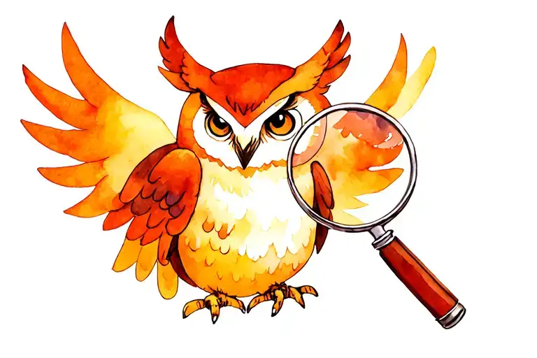 Wise Owl Holding A Magnifying Glass